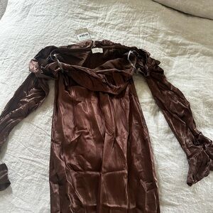 Meshki | Dresses | Christabel Recycled Nylon Ruched Midi Dress Chocolate | Poshmark Meshki | Dresses | Christabel Recycled Nylon Ruched Midi Dress Chocolate | Poshmark